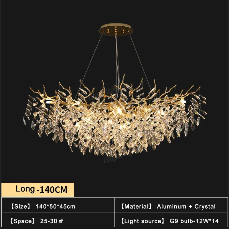 Gold Branch Crystal Chandelier Round150cm