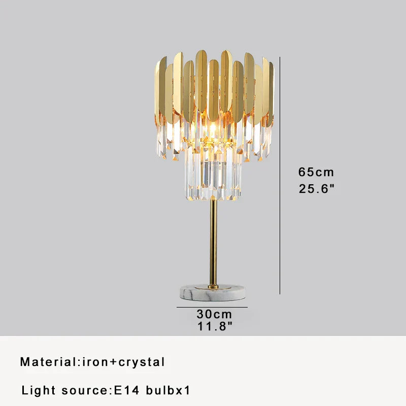 DecorBites™ Crystal Table Decor Lamp 3000K E14 Bulb Desk Light for Bedside Office