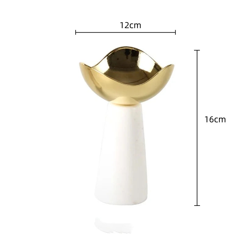 Decorbites™ Goldene Tablett-Dessertschüssel Obst-Snackteller Heimdekoration Aufbewahrungsbehälter