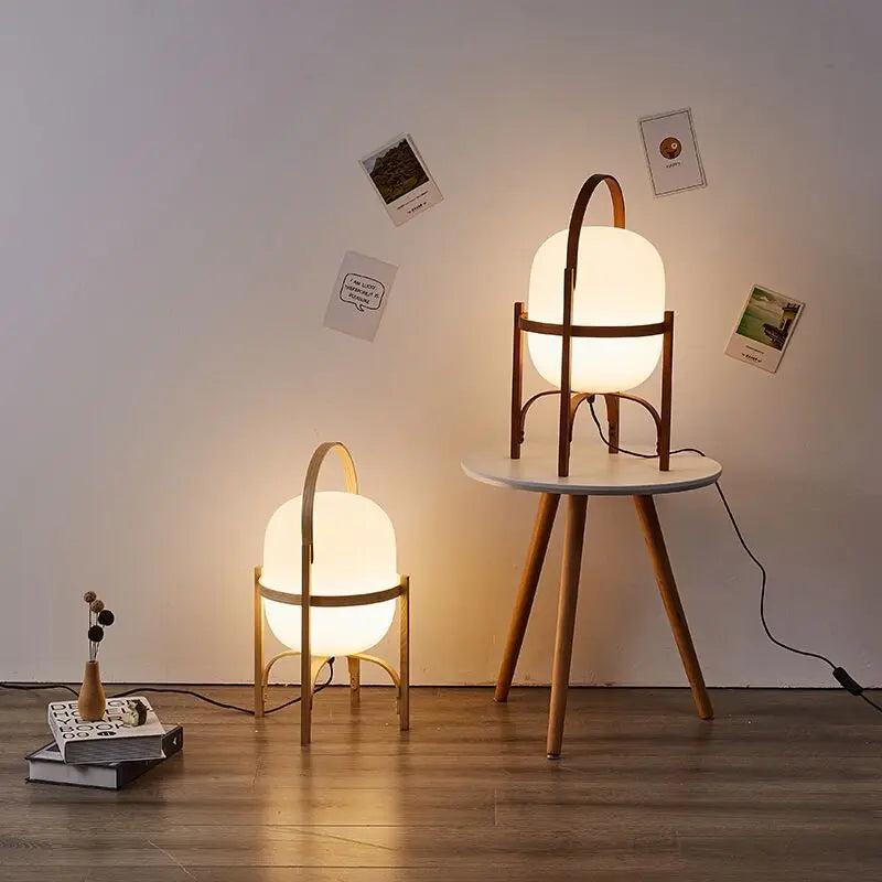 Decorbites™ Japanischer Stil Glas-Tischleuchte mit Holz-/Metallrahmen