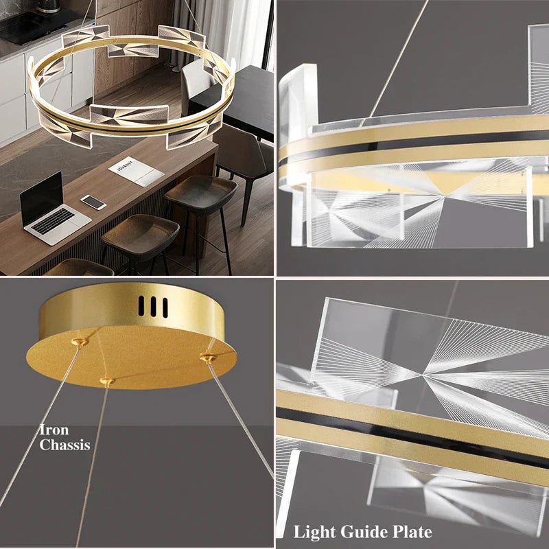 Gold LED Pendant Light Aluminum 80cm