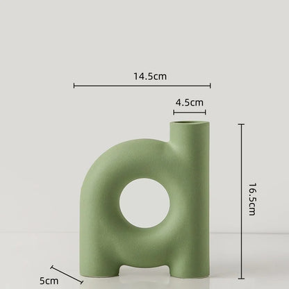 Decorbites™ Geometrische Keramikvase: Ausgehöhlte Buchstaben Blumenarrangement Wohnraumausstattung
