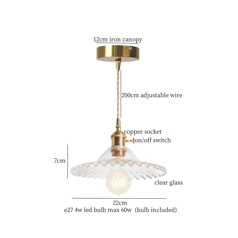 DecorBites™ Green Brass Glass LED Pendant Light for Kitchen Cafe Bar Loft Decoration