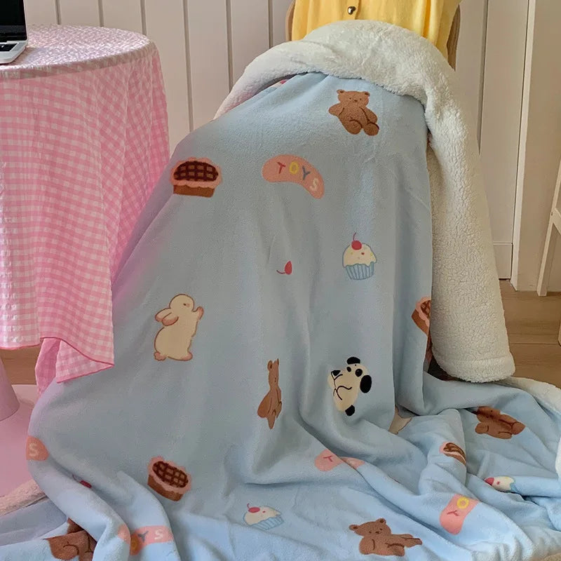 Decorbites™ Koreanisches Cartoon-Plüschdecke, weiche Nappensofabezug für Zuhause und Wohnheim