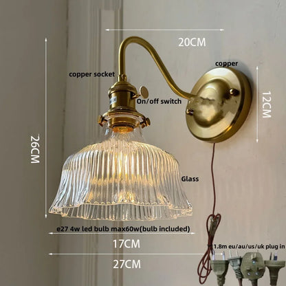 Decorbites™ Grünes Glas-LED-Wandleuchte mit Kupferknopf-Schalter für modernes Heim-Dekor