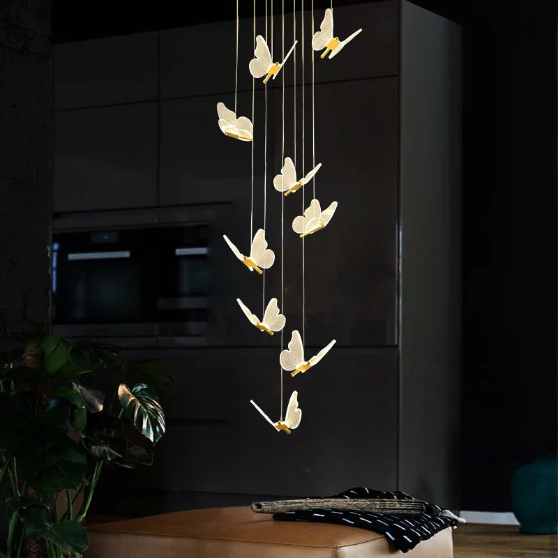 Decorbites™ Goldene Schmetterlings-LED-Kronleuchter: Modernes nordisches stilvolles Innenbeleuchtung für Wohnzimmer, Schlafzimmer und Küche.