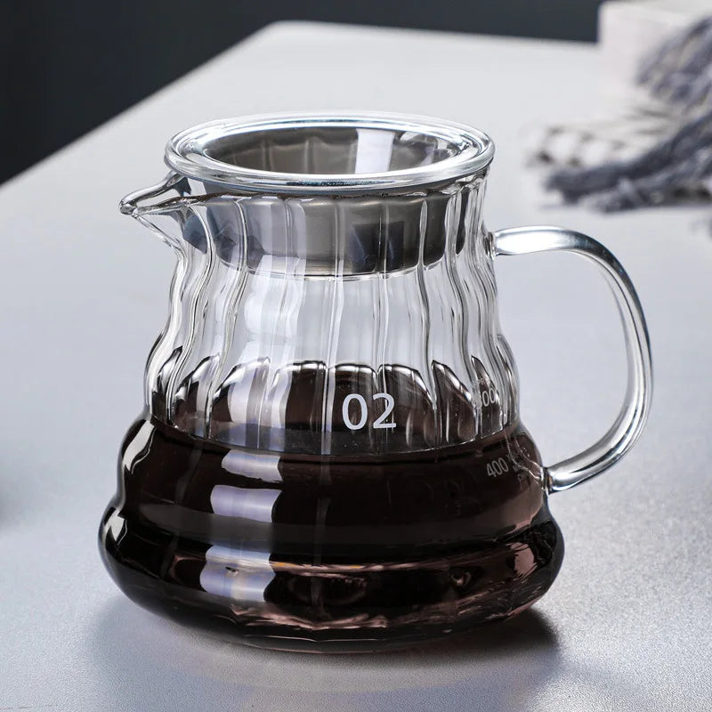 Decorbites™ Glas-Kaffeekanne, 600 ml Pour-Over-Kanne mit Gummideckel