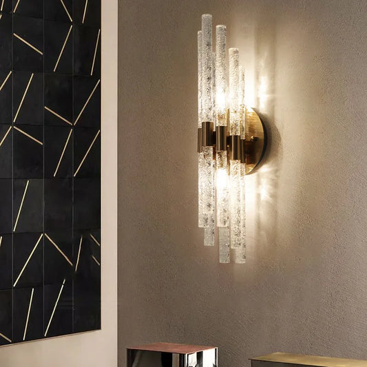 Decorbites™ Gold Metall Glas Wandleuchte, Elegante E14 Glühbirne für Flur, Schlafzimmer, Esszimmer Lampe