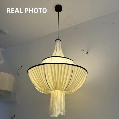 DecorBites™ Creamy E27 Foyer Chandelier: French-Inspired LED Pendant Lights for Bedroom, Art Decor Lampara