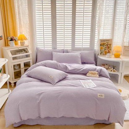 DecorBites™ Bubble Yarn Fabric Double-sided Duvet Cover Set with Sheets for Soft Comfort