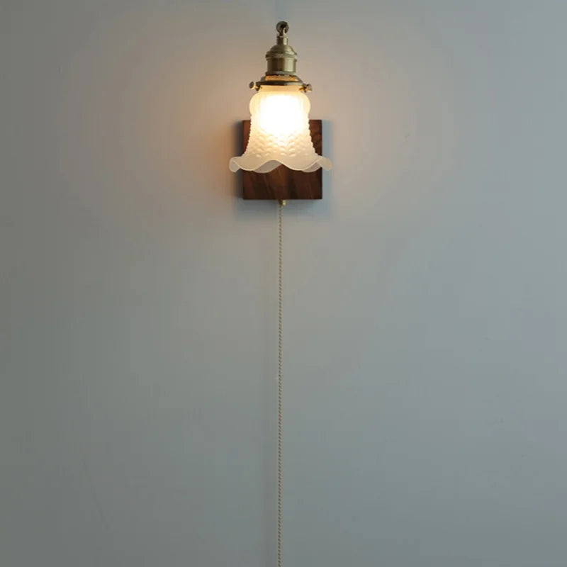 Brass Walnut Wall Sconce