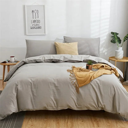 Decorbites™ Baumwoll-Wäsche-Set 4-teilig Doppel Queen Uni-Farbendecke Bezug Flaches Bettlaken