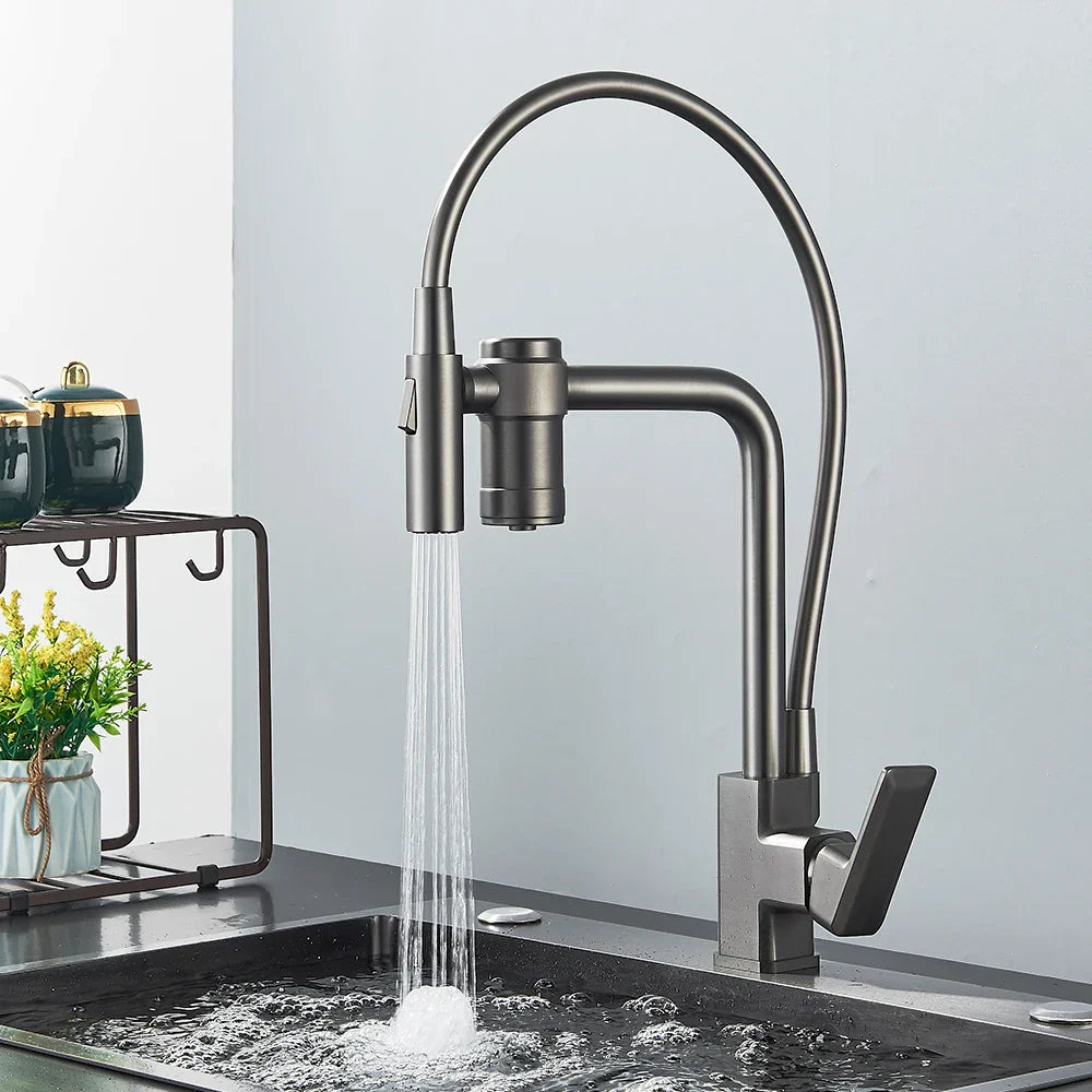 Decorbites™ Gewehrgrau gefilterter Wasser-Küchenarmatur mit herausziehbarem Sprühkopf