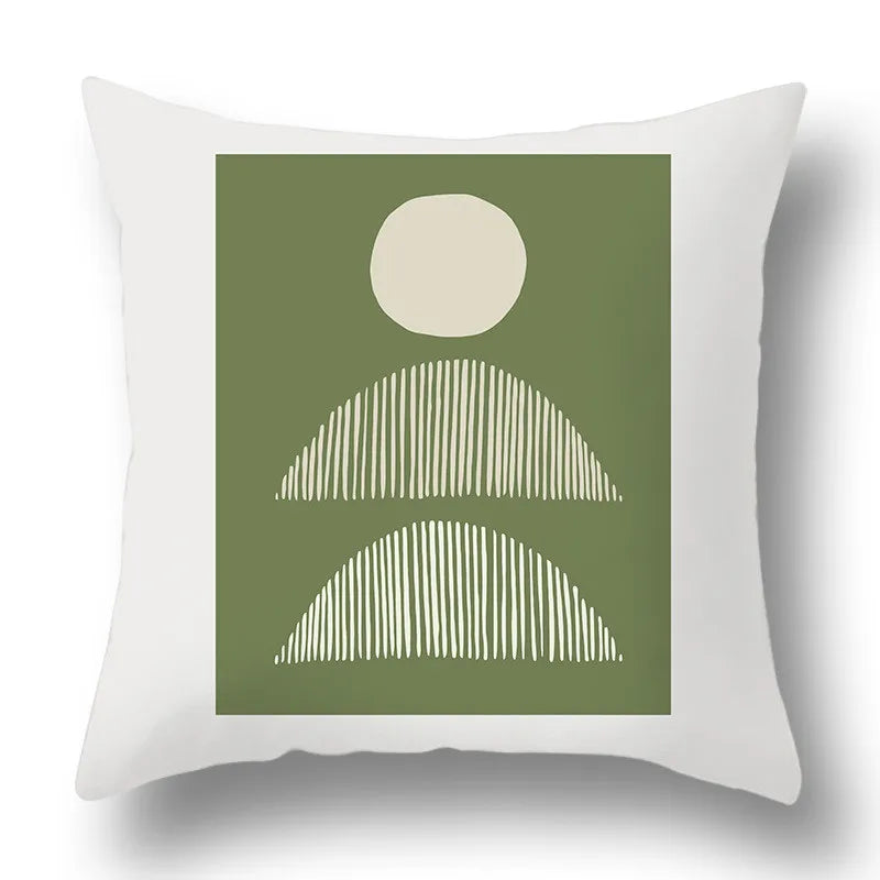 DecorBites™ Green Plants Geometric Print Pillow Cover - Home Sofa Cushion Cover