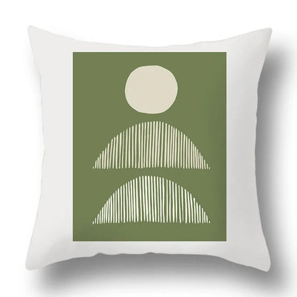 DecorBites™ Green Plants Geometric Print Pillow Cover - Home Sofa Cushion Cover