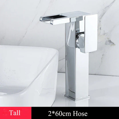 Decorbites™ LED-Wasserfall-Waschtischarmatur Messing Temperaturfarben-Wechsel Mischbatterie