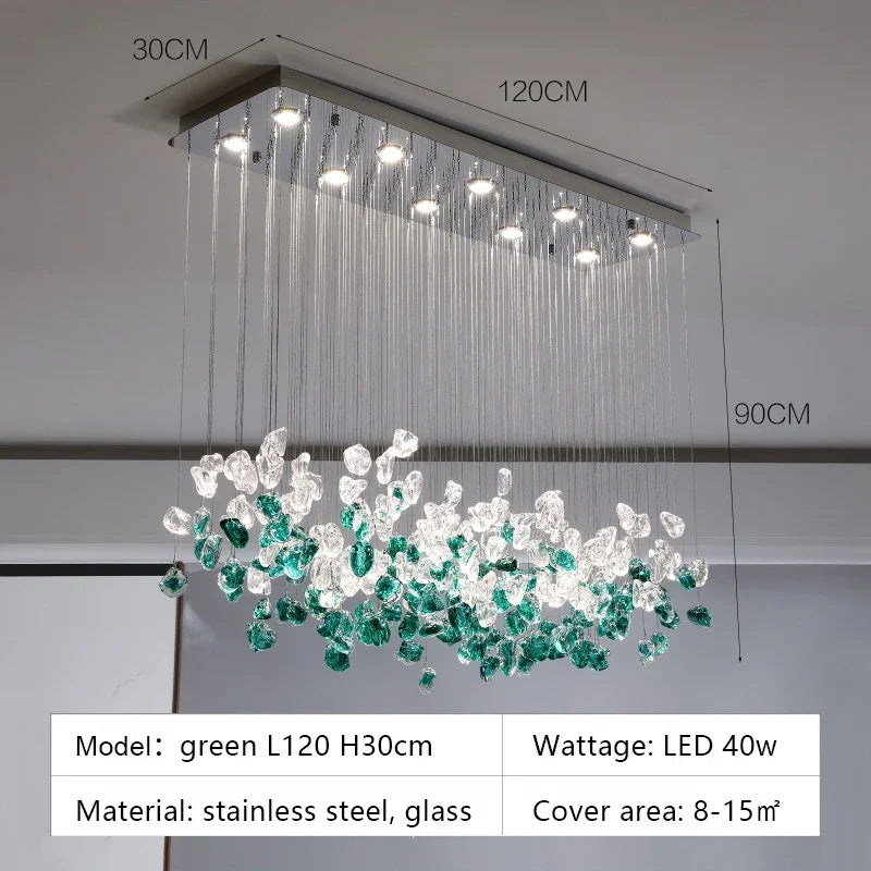 Decorbites™ Glas-Stein-Kronleuchter: Moderne Luxus-LED-Pendantleuchten für Esszimmer-Kunstdekoration