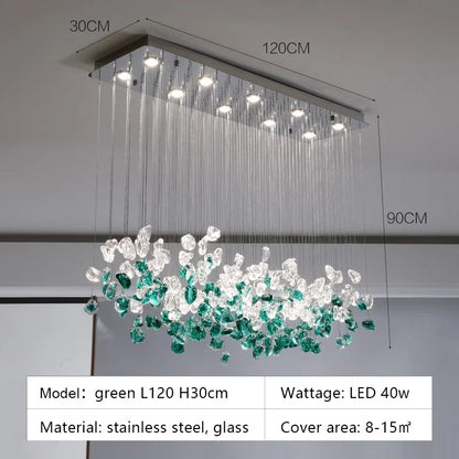 Decorbites™ Glas-Stein-Kronleuchter: Moderne Luxus-LED-Pendantleuchten für Esszimmer-Kunstdekoration
