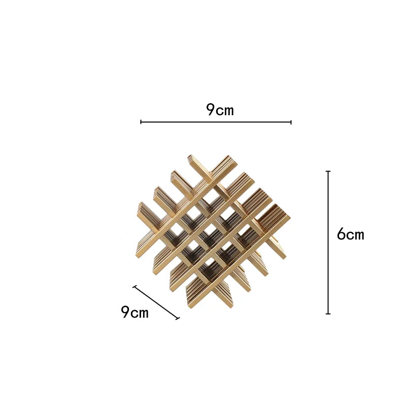 DecorBites™ Geometric Block Metal Sculpture Abstract Square Decor Figurines, Home Decor Accessories