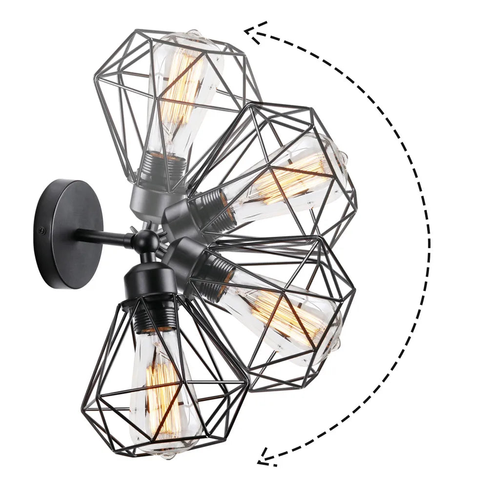 Decorbites™ verstellbare industrielle Vintage-Wandleuchte Eisenkäfig-Wandleuchte für Nachttisch & Badezimmer