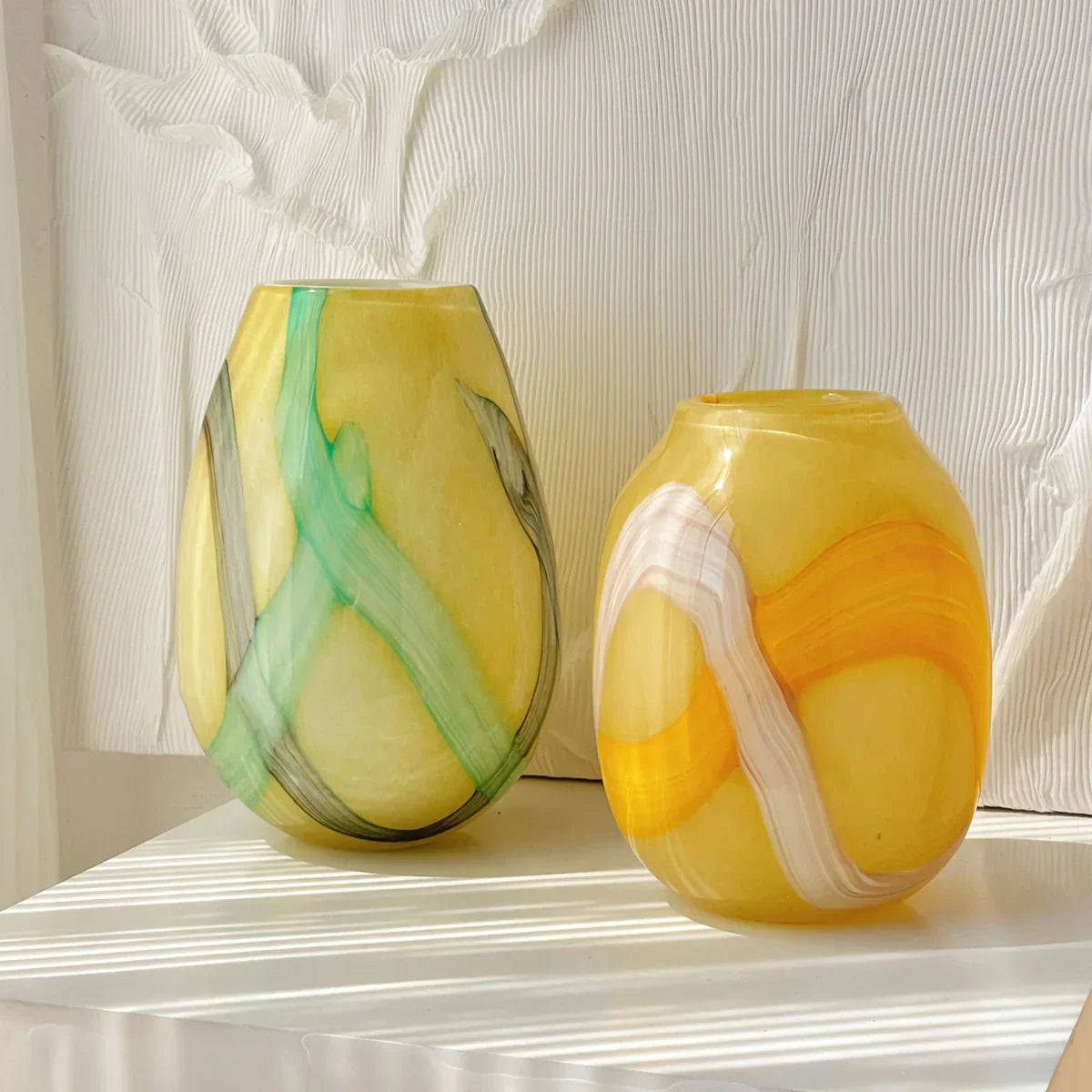DecorBites™ Irregular Geometric Graffiti Glass Vase for Floral Arrangement and Home Decoration