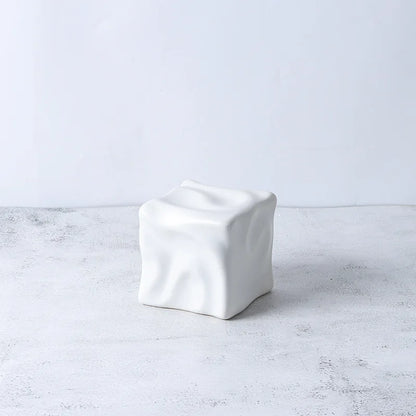 DecorBites™ Gold Ceramic Geometric Irregular Fold Pattern Decorative Figurine