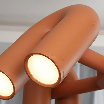 Decorbites™ Art-Deco-Metall-Leuchter in Schwarz, Orange und Grau – Verstellbares Kabel – Beleuchtung für Esszimmer, Eingangsbereich, Schlafzimmer