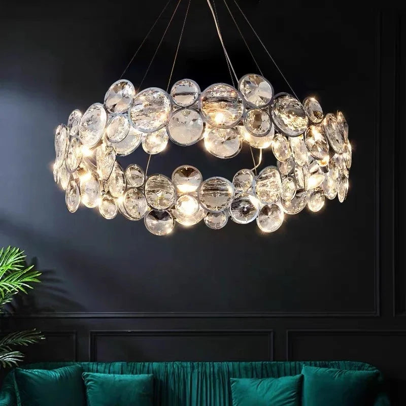 DecorBites™ Crystal Ring Chandelier Chrome Ceiling Pendant Light