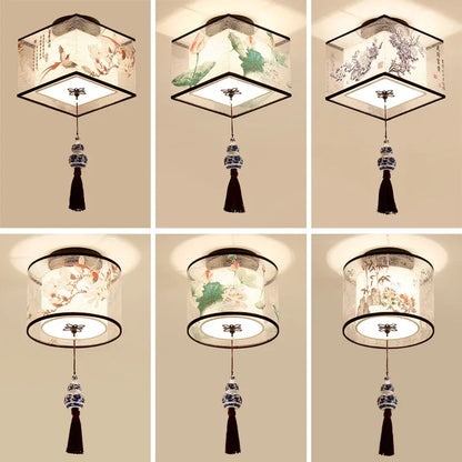 Decorbites™ Lotus Chinesische Kronleuchter Deckenlampe Einfaches Korridor-Gemälde LED-Beleuchtung