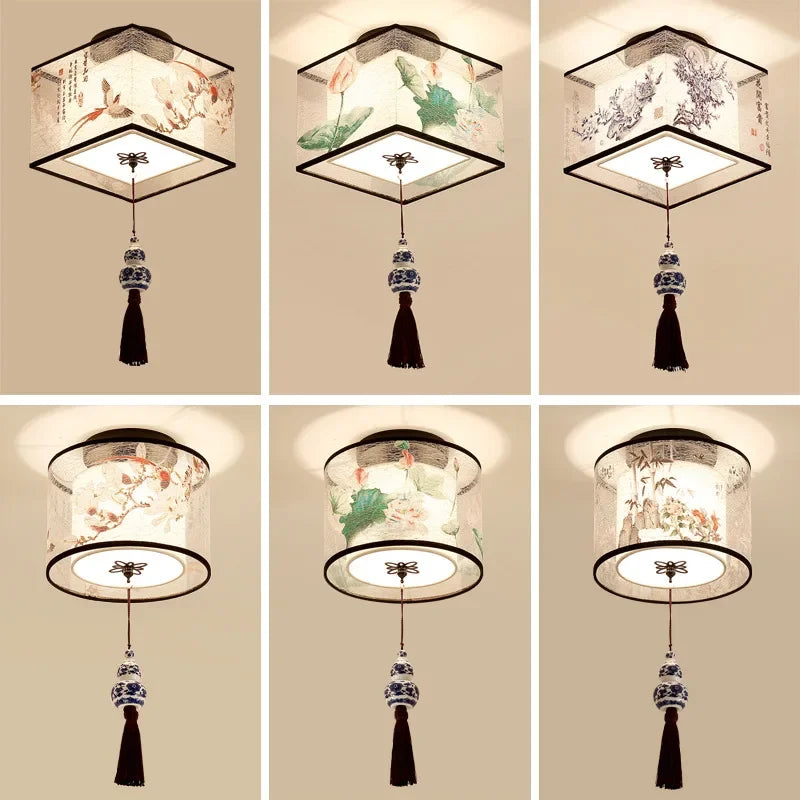 Decorbites™ Lotus Chinesische Kronleuchter Deckenlampe Einfaches Korridor-Gemälde LED-Beleuchtung