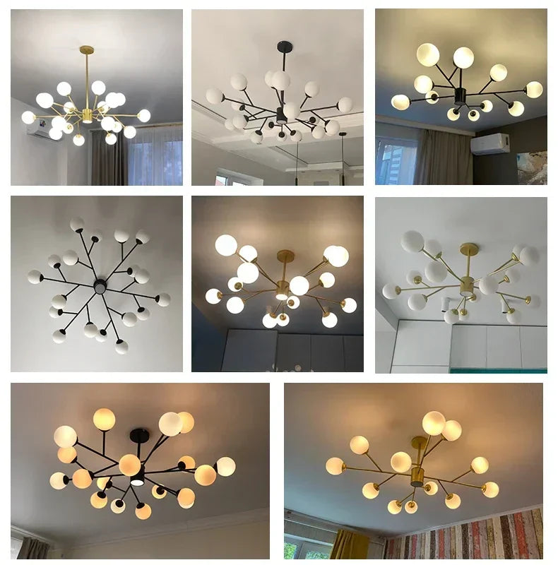 Gold Black LED Chandelier 18-Head For Bedroom