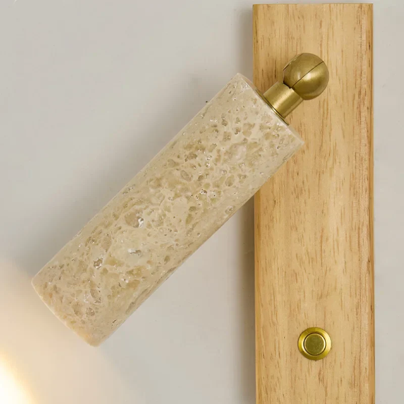 DecorBites™ Copper LED Wall Lamp: Modern Nordic Style Mirror Light with Travertine Switch