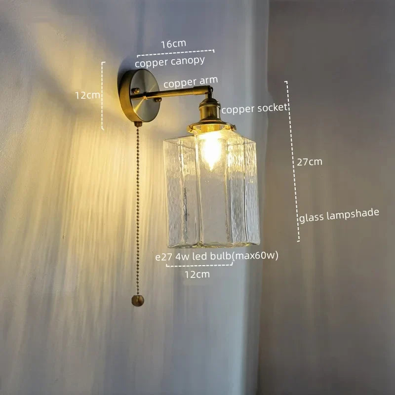 DecorBites™ Glass Copper LED Wall Lamp Modern Corridor Bedside Light