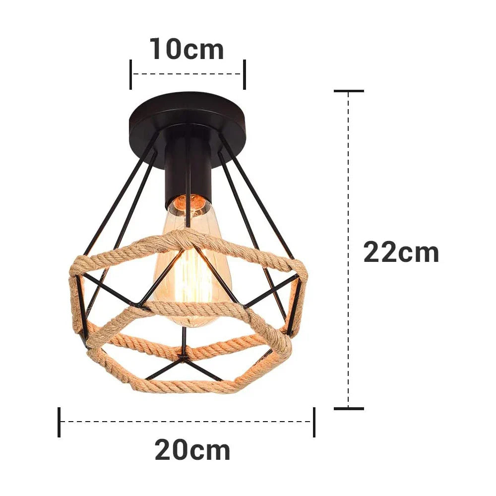Decorbites™ Handgefertigte Hanfseil-Deckenlampen-Kronleuchter Vintage Retro Industriebeleuchtung