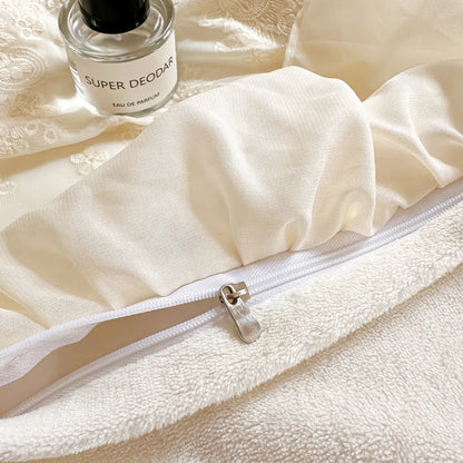 Decorbites™ Spitzen-Volants-Prinzessinnen-Bettwäsche-Set, Samt-Duvet-Cover, Plüsch-Bettlaken, Kissenbezüge