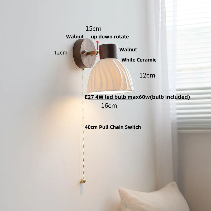Decorbites™ LED-Wandleuchte Modern Nordisch Drehbare Leselampe Weiß Keramik Holz