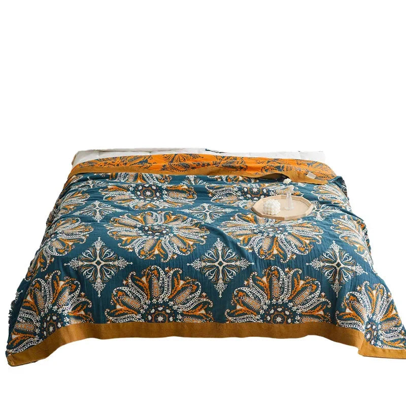 Decorbites™ Geometrische Baumwollgaze-Sommerdecke – Stilvolles Heimtextil für Erwachsene