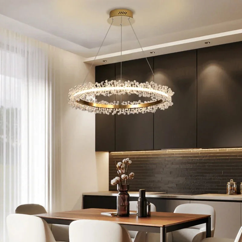 Gold Crystal Ring Chandelier Dia90cm Living Room