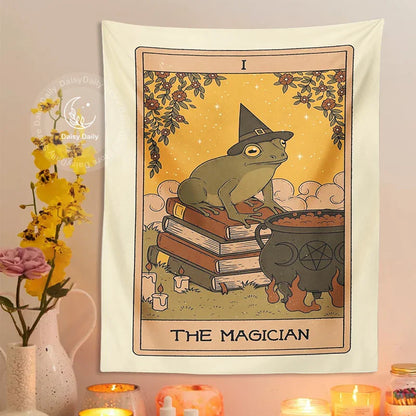 Decorbites™ Frosch-Magie-Tarot-Wandbehang: Vintage-Psychedelisches-Hippie-Ästhetik-Dekor