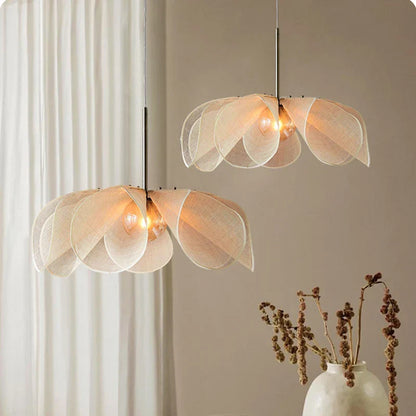 Decorbites™-Creme-Stoff-Blumen-Kronleuchter LED-Esszimmertisch-Hängeleuchte