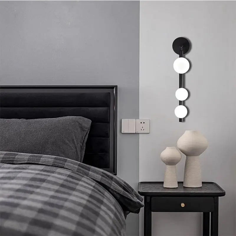 DecorBites™ Glass Ball Wall Lights Living Room Coffee Shop Gold Black Pearl Mirror Light
