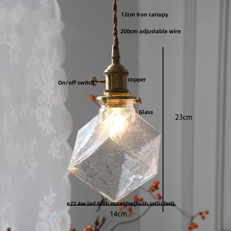 DecorBites™ LED Brass Pendant Lamp Modern Clear Glass Dining Light