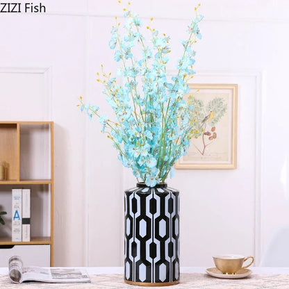 Decorbites™ Geometrische Streifen Keramikvase Heimdekoration Aufbewahrungstank Wohnzimmer Tisch