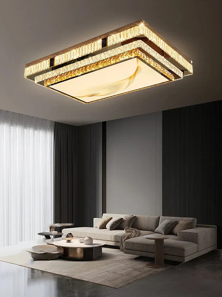 Gold Rectangle Crystal Lamp