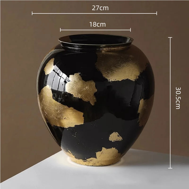 Gold Foil Ceramic Tabletop Flower Vase