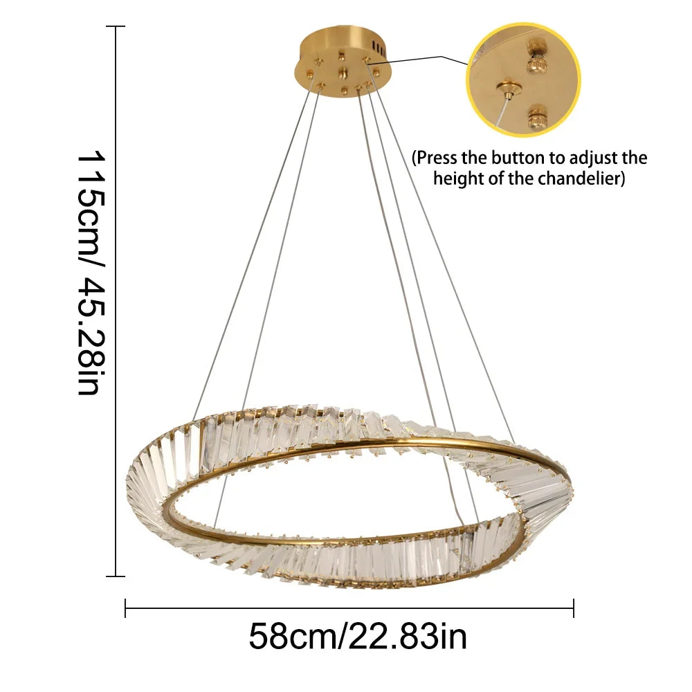 Decorbites™ Gold Möbius-Streifen-Anhänger-Leuchter für luxuriöse Wohn- und Essbereiche