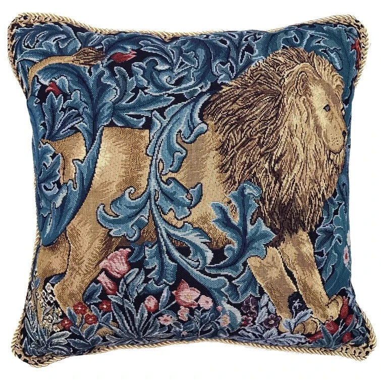 Decorbites™ Löwen-Teppich-Jacquard-Quadrat-Kissenbezug für Sofa und Bett – Vintage-Tierstil