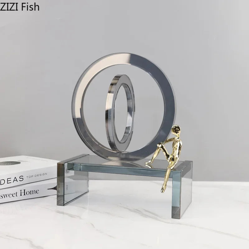 Decorbites™ Kristall Geometrischer Ring Stuhlbasen-Dekor - Goldene Figurenstatue für Raumästhetik