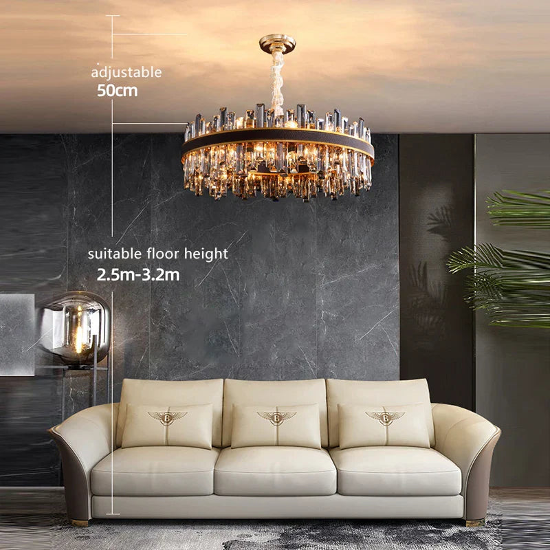 Decorbites™ Kristall-Leder-Kronleuchter | Moderne LED-Leuchter für Wohnzimmer & Esszimmer