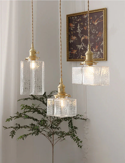 Vintage Green Glass Pendant Light With Brass Details